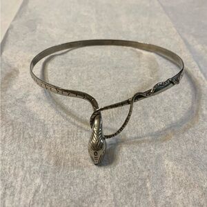 Vintage Silver Guardian Snake Choker Necklace 90s Y2K